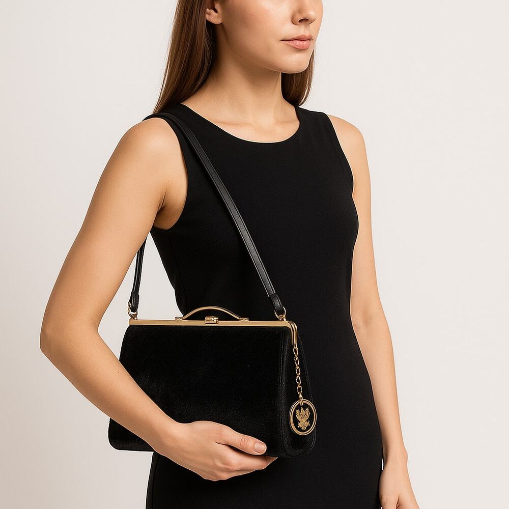 Ameri Mode Black Faux Fur & Glitter Convertible P… - image 1